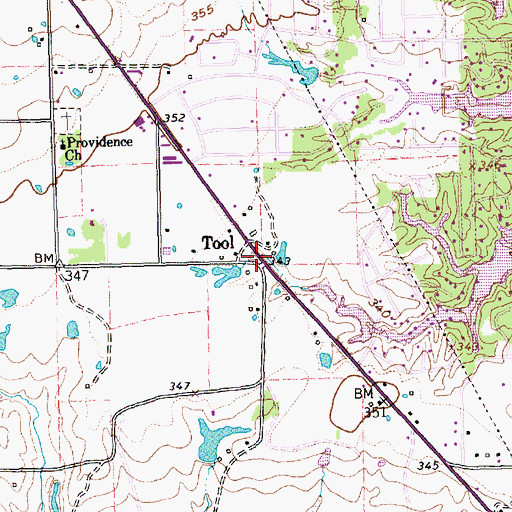 Topographic Map of Tool, TX