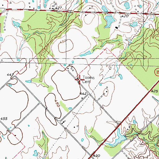 Topographic Map of Toombies Cemetery, TX