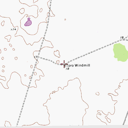 Topographic Map of Toro Windmill, TX