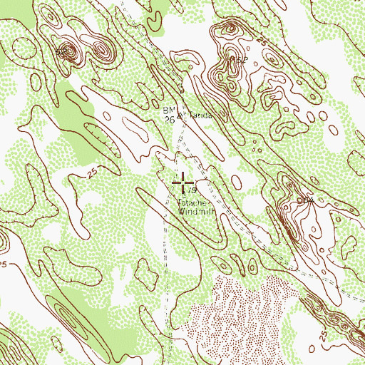 Topographic Map of Totache Windmill, TX