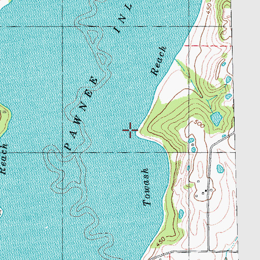 Topographic Map of Towash Reach, TX
