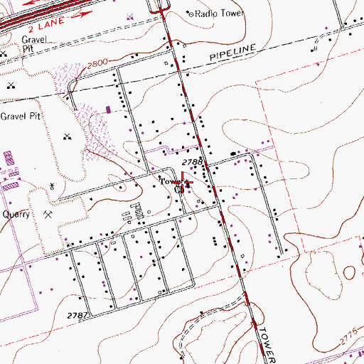 Topographic Map of Tower Church, TX