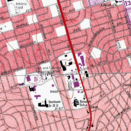 Topographic Map of Town and Country Shopping Center, TX