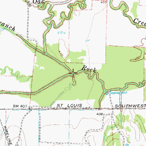 Topographic Map of Town Branch, TX