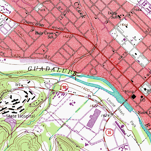 Topographic Map of Town Creek, TX