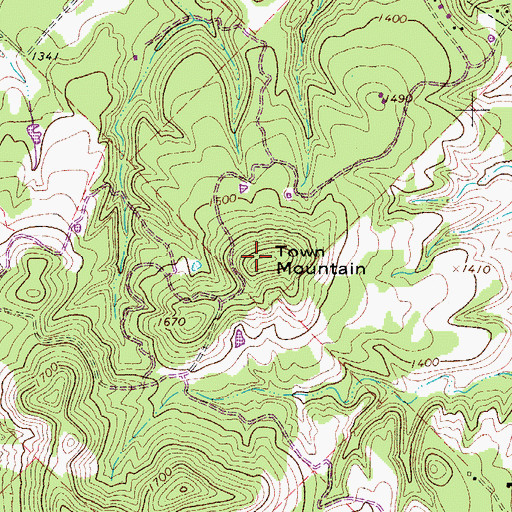 Topographic Map of Town Mountain, TX