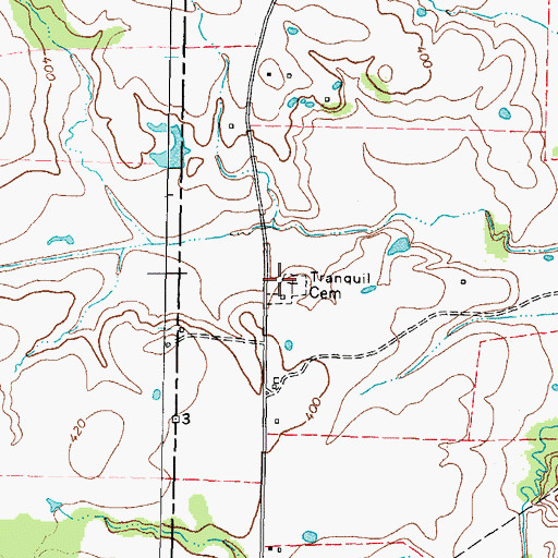 Topographic Map of Tranquil Cemetery, TX