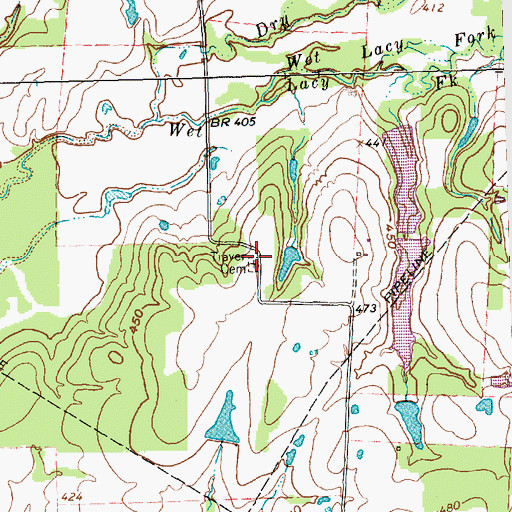 Topographic Map of Traver Cemetery, TX