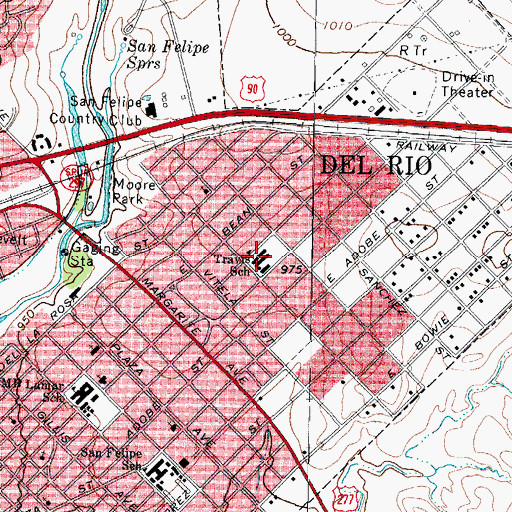 Topographic Map of Travis School, TX