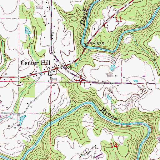 Topographic Map of Center Hill Baptist Church, AL