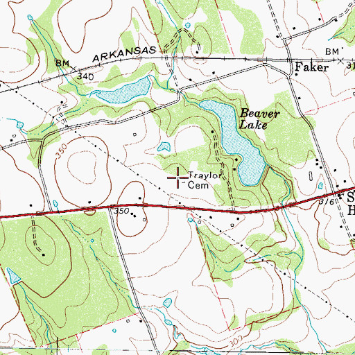 Topographic Map of Traylor Cemetery, TX