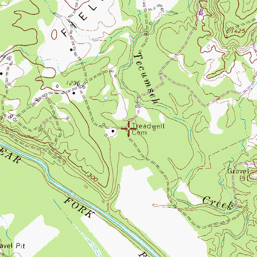 Topographic Map of Treadwell Cemetery, TX
