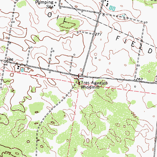 Topographic Map of Tres Aguajes Windmill, TX