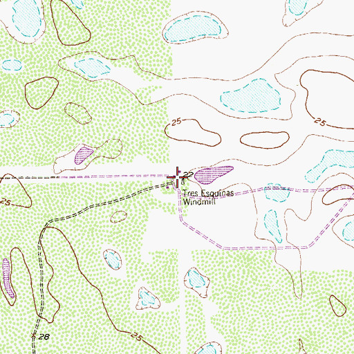 Topographic Map of Tres Esquinas Windmill, TX