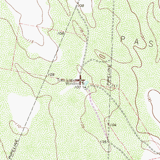 Topographic Map of Tres Lagunas Windmill, TX