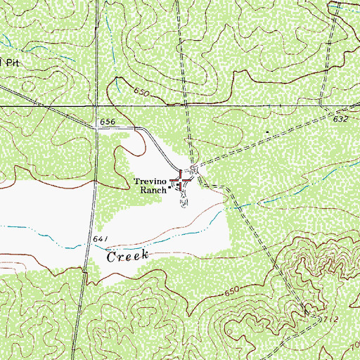 Topographic Map of Trevino Ranch, TX