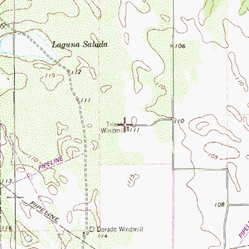 Topographic Map of Trieste Windmill, TX