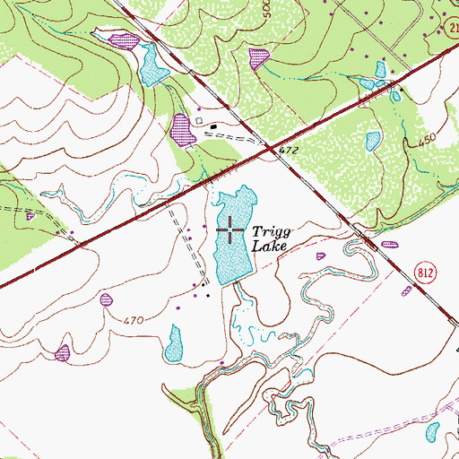 Topographic Map of Trigg Lake, TX