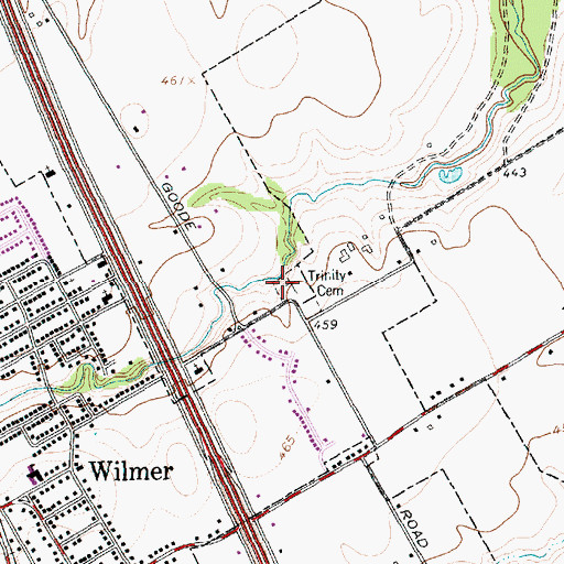 Topographic Map of Trinity Cemetery, TX