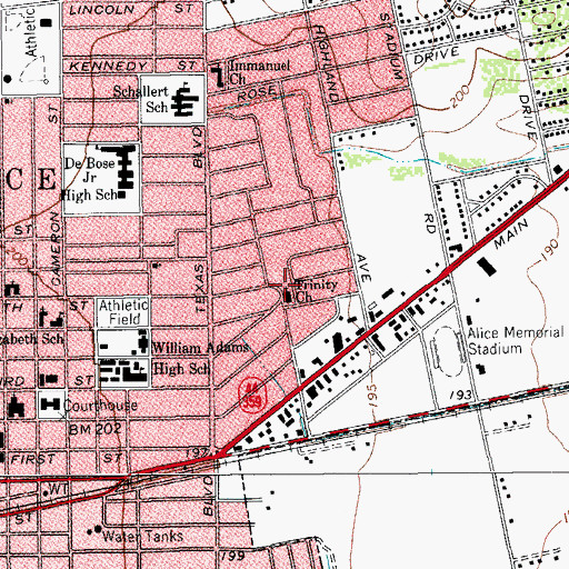 Topographic Map of Trinity Church, TX