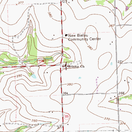 Topographic Map of Trinity Church, TX