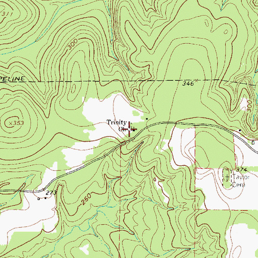 Topographic Map of Trinity Church, TX