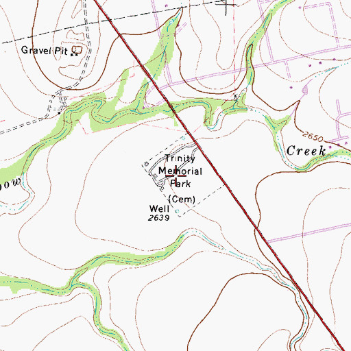 Topographic Map of Trinity Memorial Park, TX