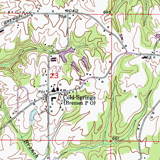 Topographic Map of Cold Springs Church, AL