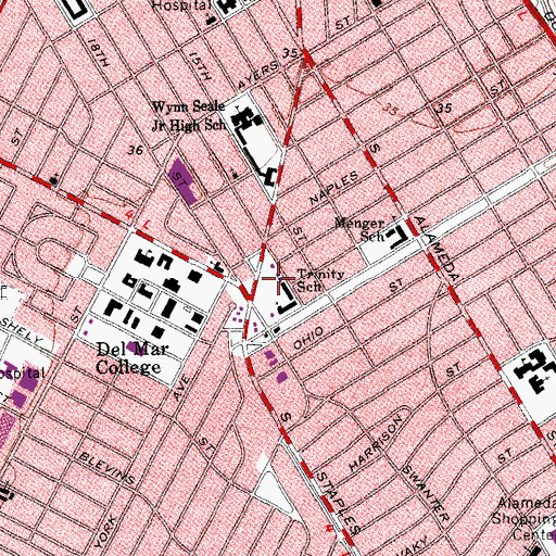 Topographic Map of Montessori School of Corpus Christi, TX