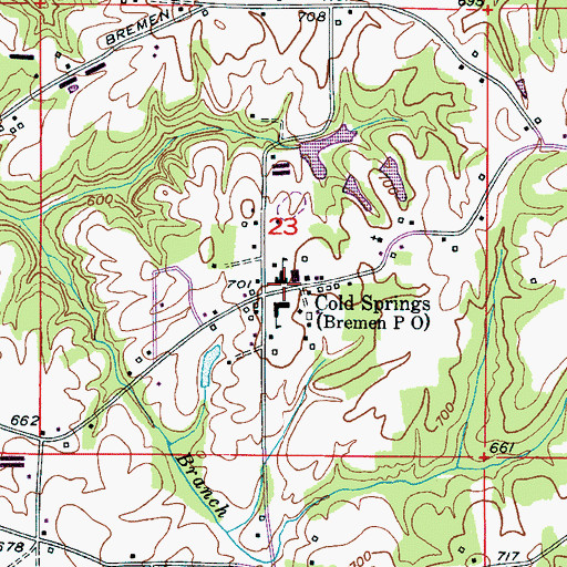 Topographic Map of Cold Springs High School, AL