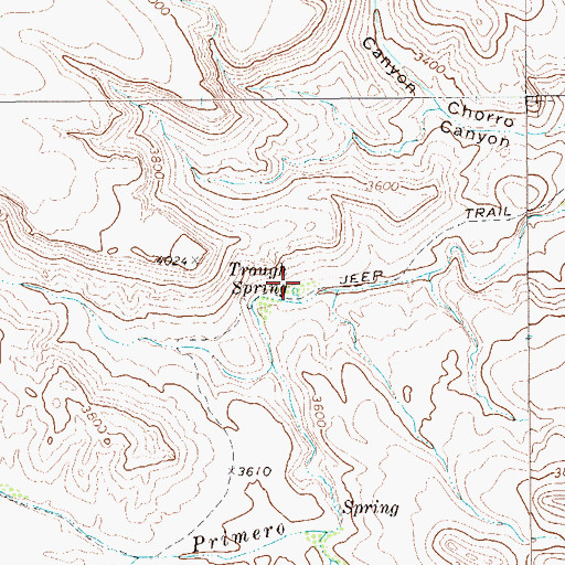 Topographic Map of Trough Spring, TX