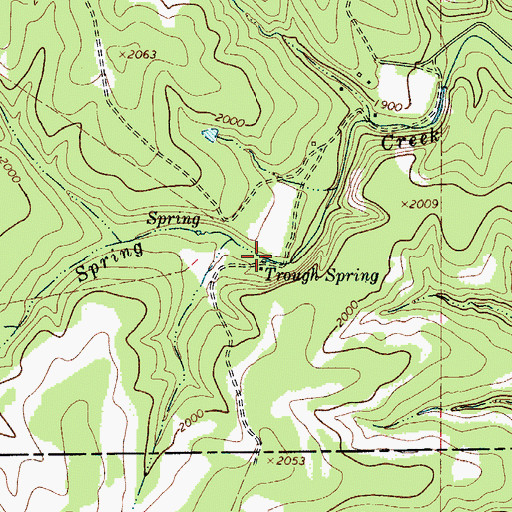 Topographic Map of Trough Spring, TX