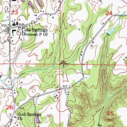 Topographic Map of Cold Springs Mine, AL