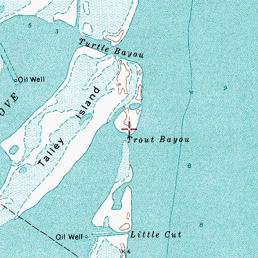 Topographic Map of Trout Bayou, TX
