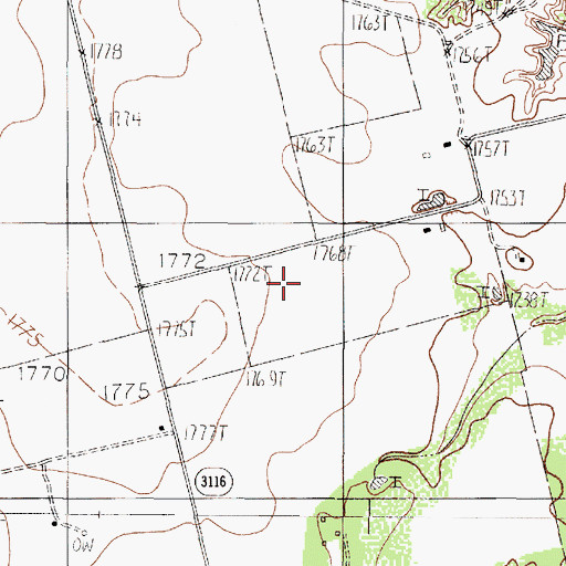 Topographic Map of Truby Oil Field, TX