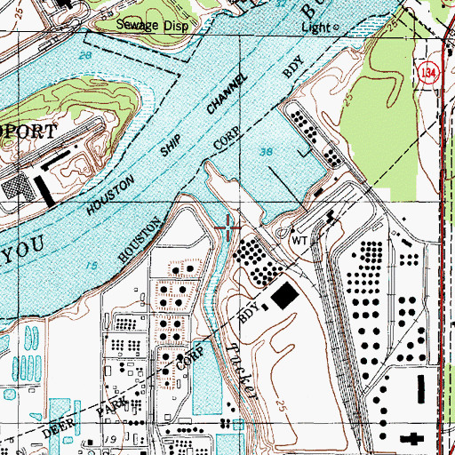 Topographic Map of Tucker Bayou, TX
