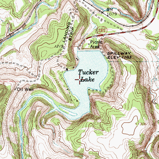 Topographic Map of Tucker Lake, TX