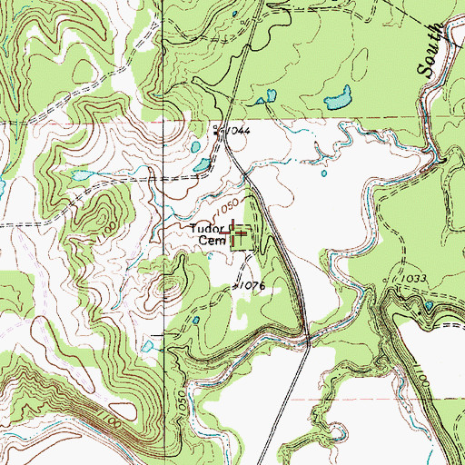 Topographic Map of Tudor Cemetery, TX