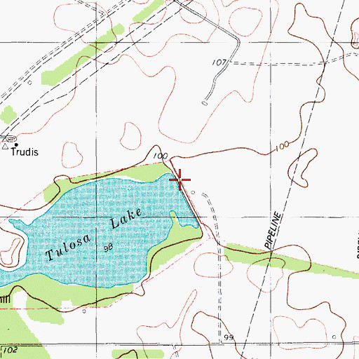 Topographic Map of Tulosa Lake, TX