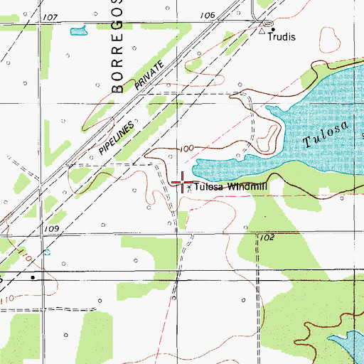 Topographic Map of Tulosa Windmill, TX