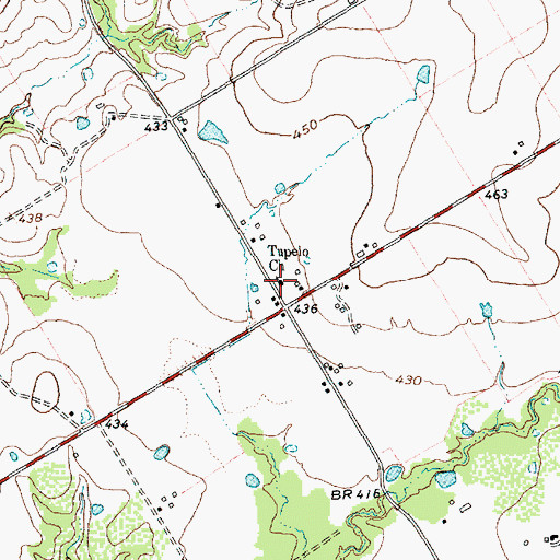 Topographic Map of Tupelo Church, TX