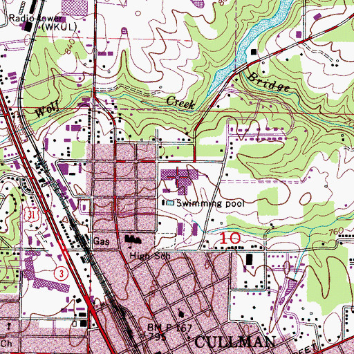 Topographic Map of Cullman High School, AL