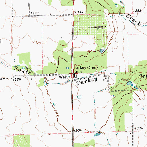 Topographic Map of Turkey Creek Cemetery, TX