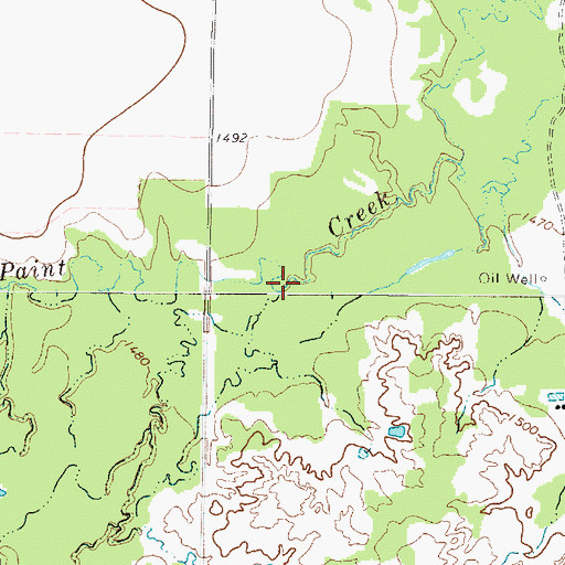 Topographic Map of Turkey Paint Creek, TX
