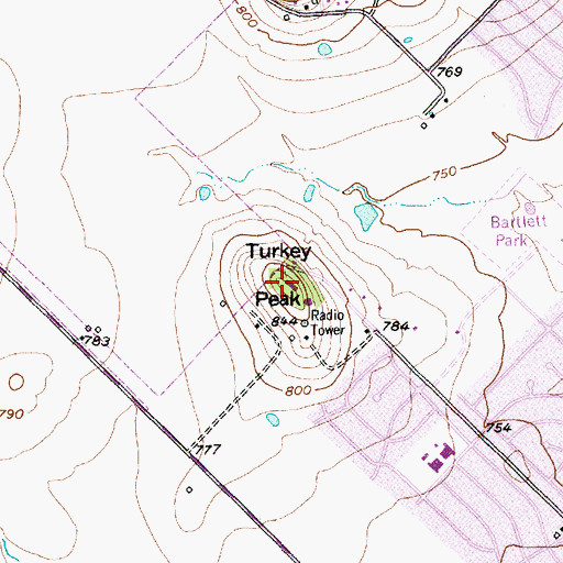 Topographic Map of Turkey Peak, TX