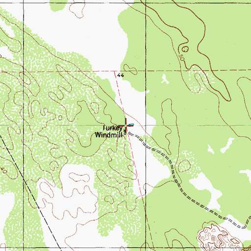 Topographic Map of Turkey Windmill, TX