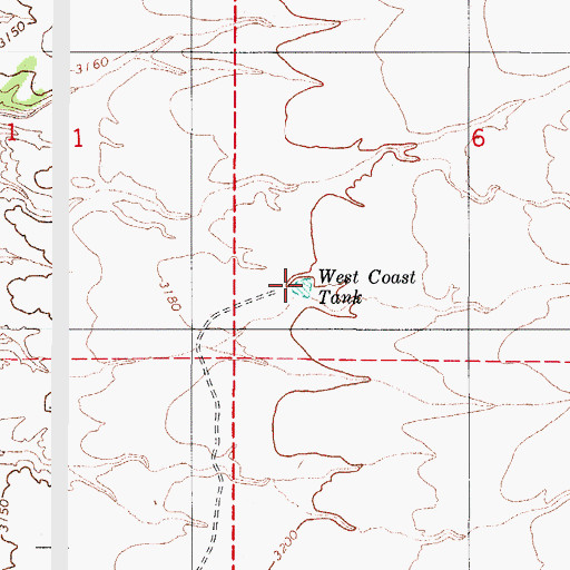 Topographic Map of West Coast Tank, AZ