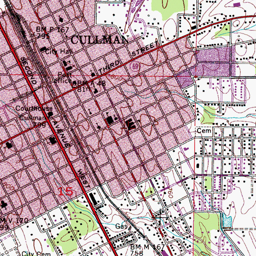 Topographic Map of East Elementary School, AL