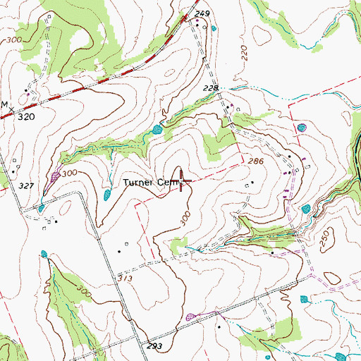 Topographic Map of Turner Cemetery, TX
