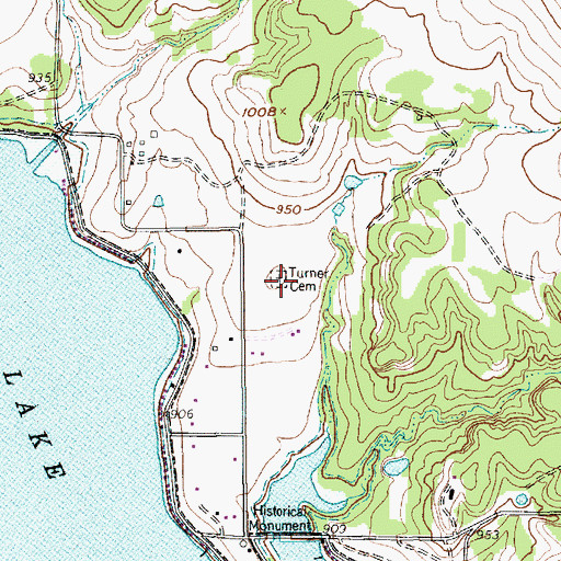 Topographic Map of Turner Cemetery, TX